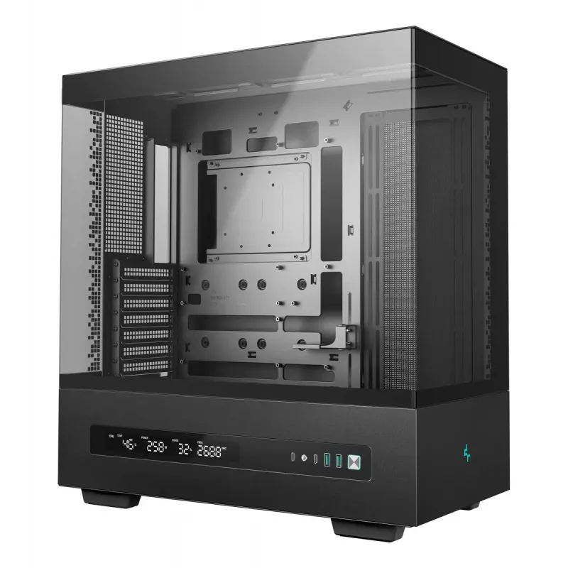 DeepCool CH690 Digital R-CH690-BKNNA0D-G-1 caja de PC Mid Tower, ATX/micro-ATX/Mini-ITX, 2x cristal templado, 1x bahía de 3,5 pulgadas + 3x bahías de 2,5 pulgadas, 8 ranuras de expansión, sin fuente de alimentación, negra