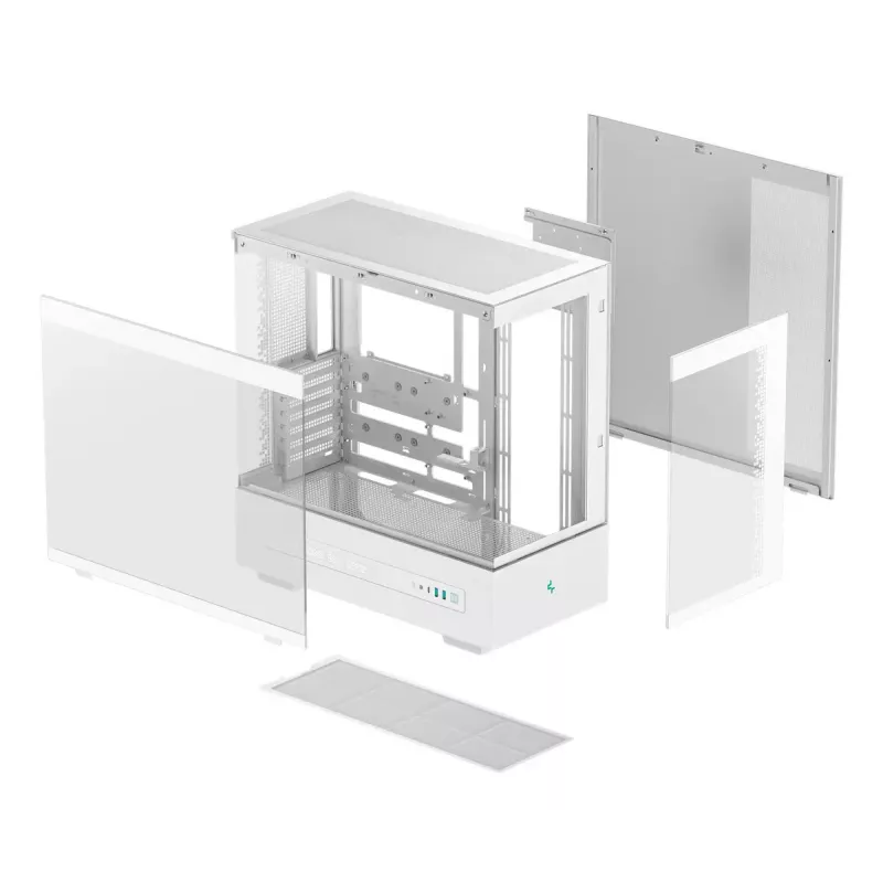DeepCool CH690 Digital WH R-CH690-WHNNA0D-G-1 caja de PC Mid Tower, ATX/micro-ATX/Mini-ITX, 2x cristal templado, 1x bahía de 3,5 pulgadas + 3x bahías de 2,5 pulgadas, 8 ranuras de expansión, sin fuente de alimentación, blanca