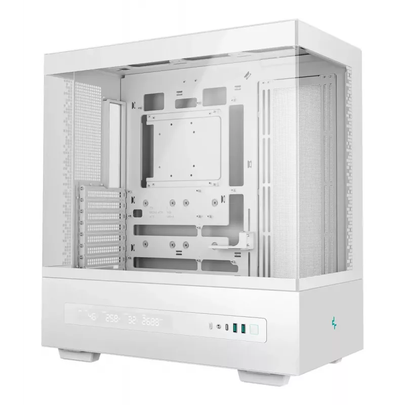 DeepCool CH690 Digital WH R-CH690-WHNNA0D-G-1 caja de PC Mid Tower, ATX/micro-ATX/Mini-ITX, 2x cristal templado, 1x bahía de 3,5 pulgadas + 3x bahías de 2,5 pulgadas, 8 ranuras de expansión, sin fuente de alimentación, blanca