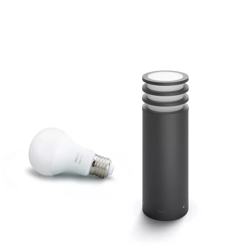 Philips Hue Lucca farol de exterior con pedestal, E27, 9 W, 806 lm, blanco cálido, IP44, regulable
