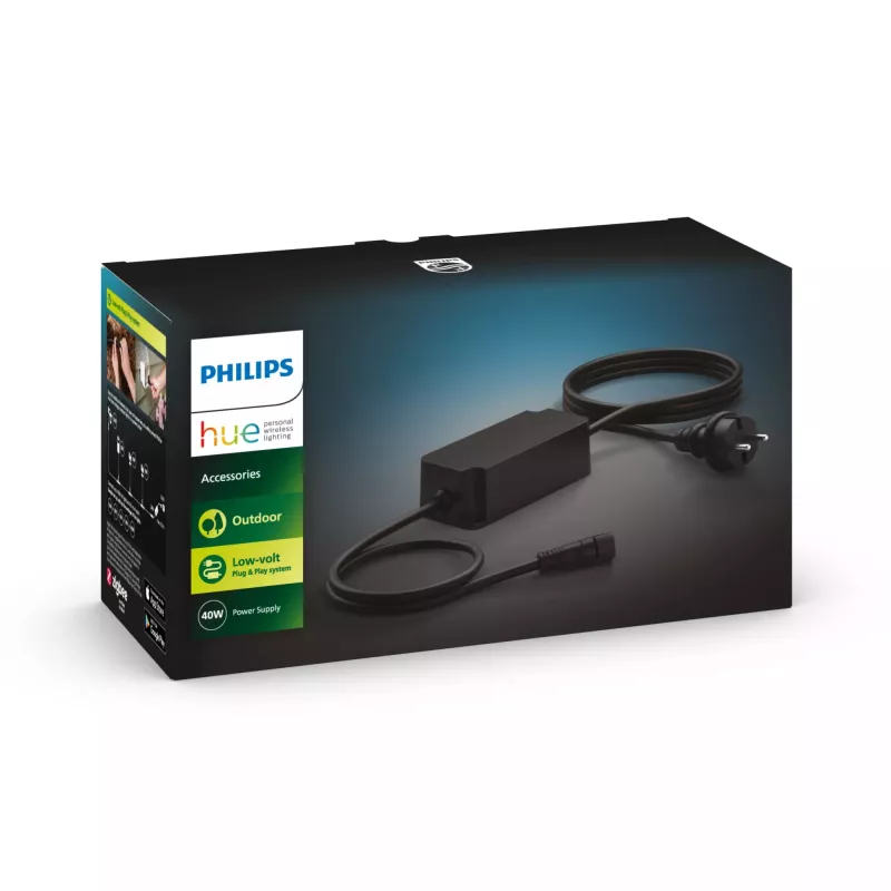 Philips Fuente de alimentación exterior 40W, fuente de alimentación de iluminación, Negro, Plástico, Jardín, Terraza, IP67, II