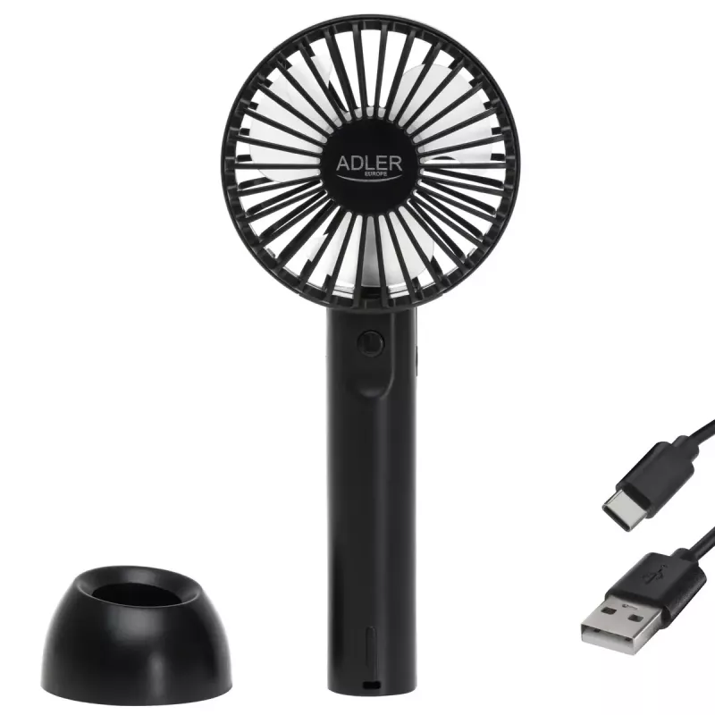 Ventilador de mesa Adler AD 7338 Mini USB — 7 cm de diámetro, 3 velocidades, negro