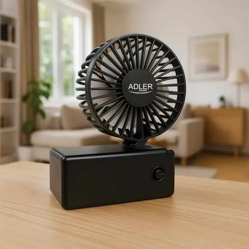 Ventilador de mesa Adler AD 7336 – ventilador mini plegable, 6,5 cm de diámetro, 1 velocidad, negro