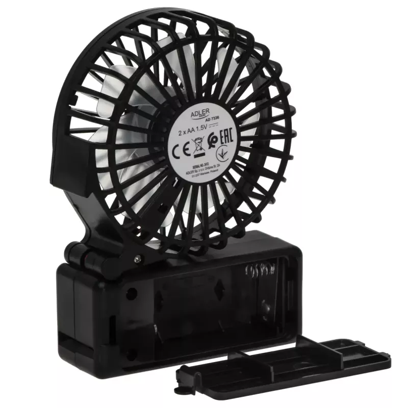 Ventilador de mesa Adler AD 7336 – ventilador mini plegable, 6,5 cm de diámetro, 1 velocidad, negro