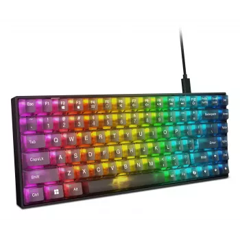 Teclado mecánico gaming Lenovo Legion K510 Mini Pro 75% US-Inglés, 84 teclas, RGB, USB, cable de 1,8 m, negro/transparente