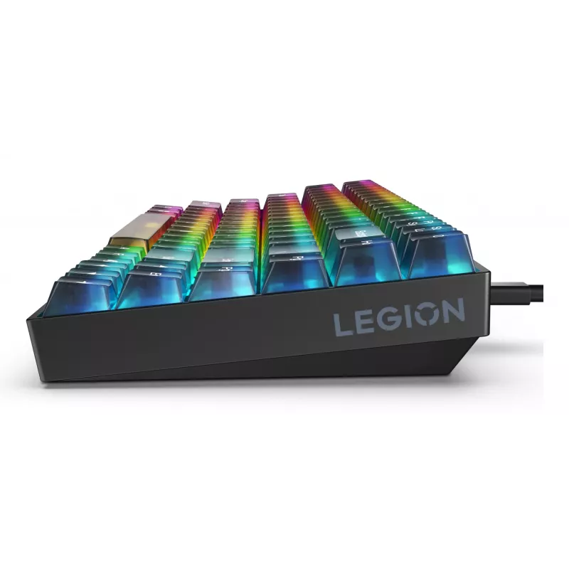 Teclado mecánico gaming Lenovo Legion K510 Mini Pro 75% US-Inglés, 84 teclas, RGB, USB, cable de 1,8 m, negro/transparente