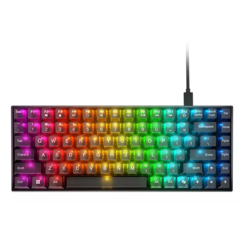 Teclado mecánico gaming Lenovo Legion K510 Mini Pro 75% US-Inglés, 84 teclas, RGB, USB, cable de 1,8 m, negro/transparente