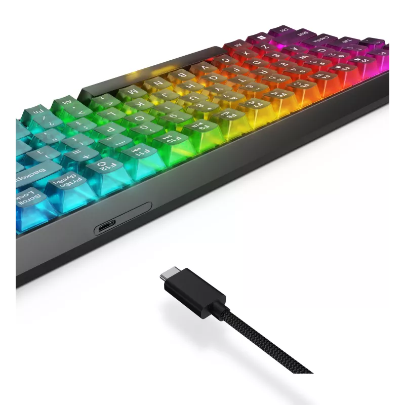 Teclado mecánico gaming Lenovo Legion K510 Mini Pro 75% US-Inglés, 84 teclas, RGB, USB, cable de 1,8 m, negro/transparente