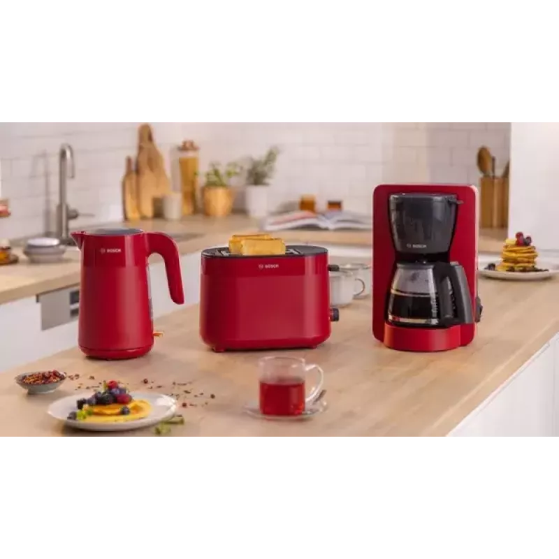 Cafetera de filtro Bosch TKA2M114 — depósito de agua de 1,25 l, 15 tazas, roja