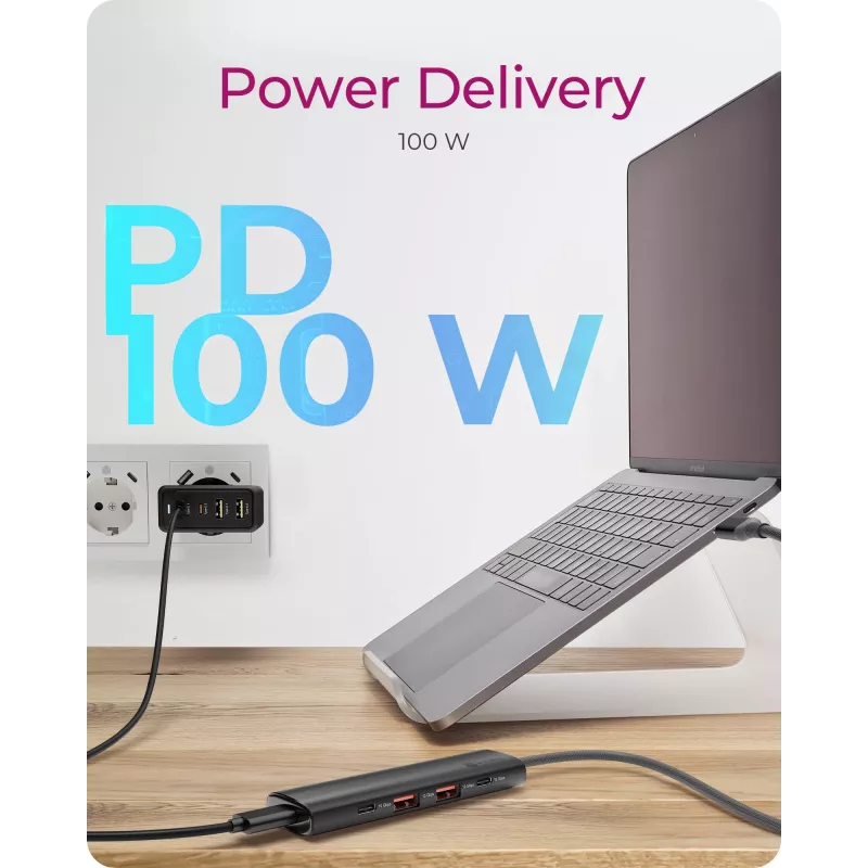 ICY BOX IB-HUB1437-CPD con cable USB 3.2 Gen 2 (3.1 Gen 2) Type-C negro