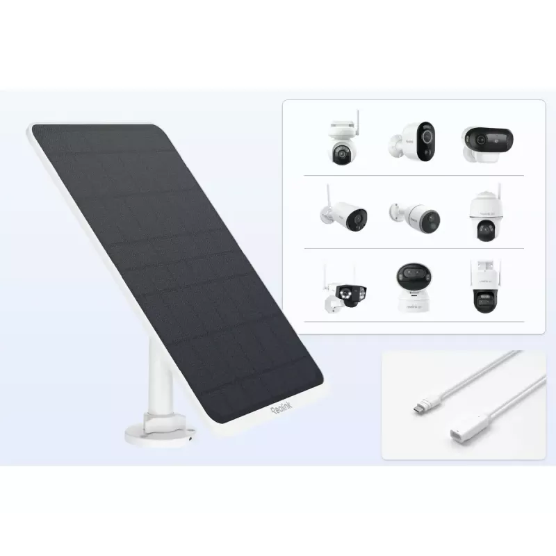 Panel solar Reolink SP3-W 12W 6V USB-C IP65 para exterior, 360° horizontal, 90° vertical, cable de 4 m, tecnopolímero, blanco