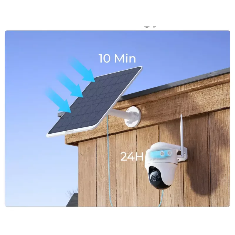 Panel solar Reolink SP3-W 12W 6V USB-C IP65 para exterior, 360° horizontal, 90° vertical, cable de 4 m, tecnopolímero, blanco