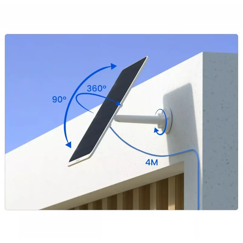 Panel solar Reolink SP3-W 12W 6V USB-C IP65 para exterior, 360° horizontal, 90° vertical, cable de 4 m, tecnopolímero, blanco