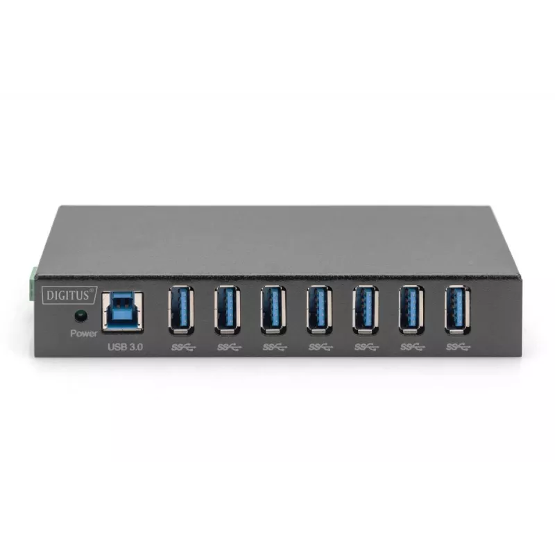 HUB USB 3.0 DIGITUS - 7 puertos - Industrial Metal PSU 15-kV ESD montaje en mesa, pared y carril DIN
