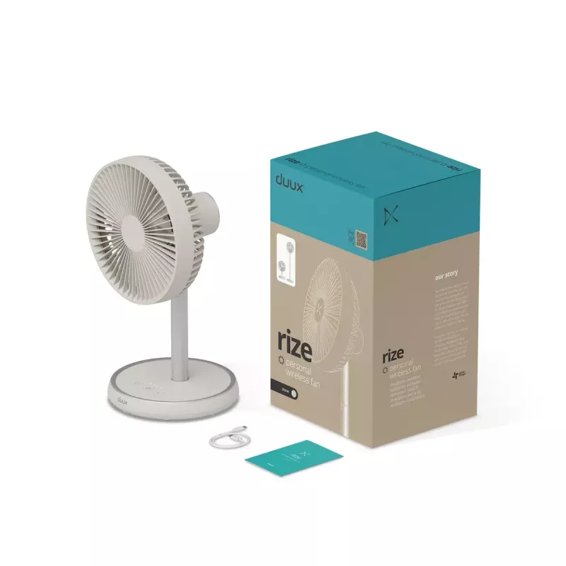 Ventilador de pie Duux Rize Flex 21 cm, 4 velocidades, oscilación, 10 W, greige