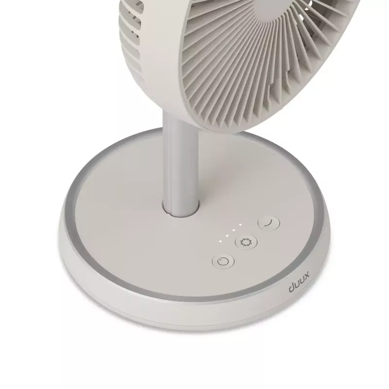 Ventilador de pie Duux Rize Flex 21 cm, 4 velocidades, oscilación, 10 W, greige
