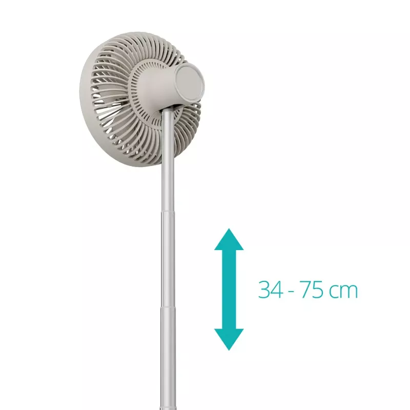 Ventilador de pie Duux Rize Flex 21 cm, 4 velocidades, oscilación, 10 W, greige