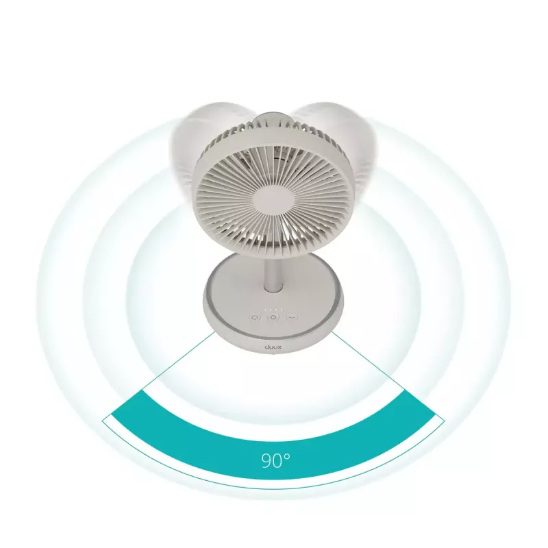 Ventilador de pie Duux Rize Flex 21 cm, 4 velocidades, oscilación, 10 W, greige