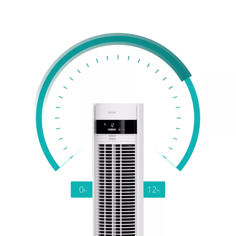Ventilador de torre Duux Elevate DXTF02 — 29 cm de diámetro, 12 velocidades, oscilación, 4–40 W, blanco