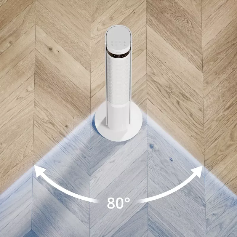 Ventilador de torre Duux Elevate DXTF02 — 29 cm de diámetro, 12 velocidades, oscilación, 4–40 W, blanco