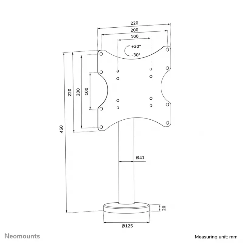 Soporte de mesa para TV atornillable Neomounts DS42-430BL12 máx. 50 kg 23-43