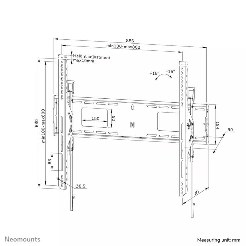 Soporte de pared para TV de alta carga Neomounts 125 kg 43-98