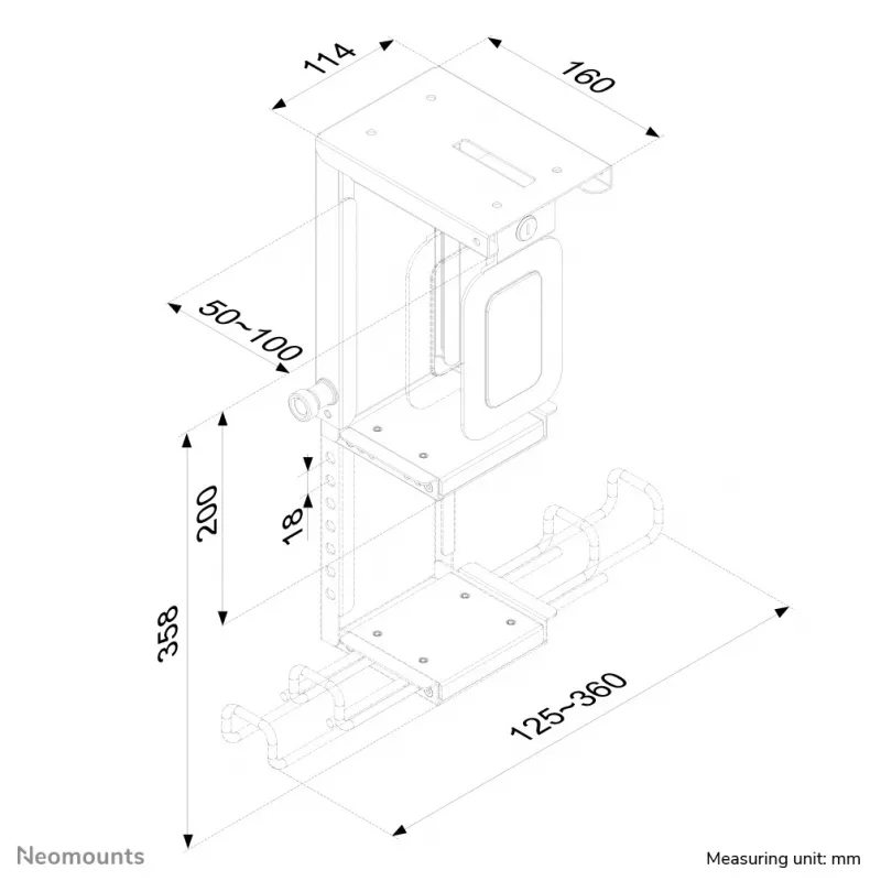 Soporte para CPU Neomounts CPU-D075BLACK/LK - con cerradura - máx. 10 kg - universal