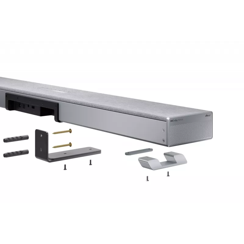 Sharp HT-SBW53121(SL) 3.1.2 Dolby Atmos/DTS:X barra de sonido con subwoofer inalámbrico, 550 W, Bluetooth, plateada
