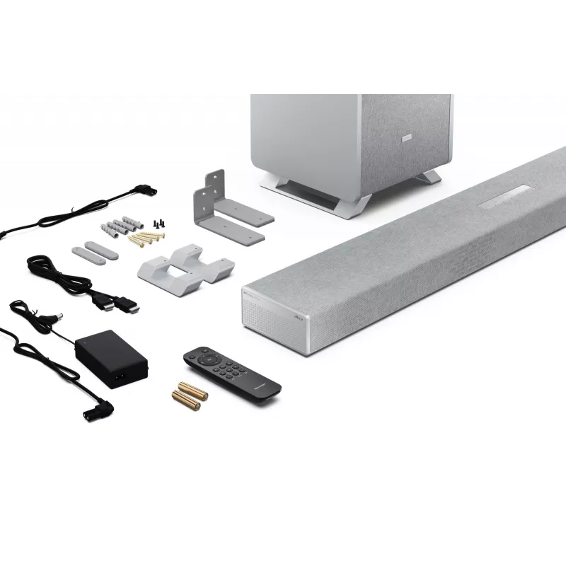 Sharp HT-SBW53121(SL) 3.1.2 Dolby Atmos/DTS:X barra de sonido con subwoofer inalámbrico, 550 W, Bluetooth, plateada