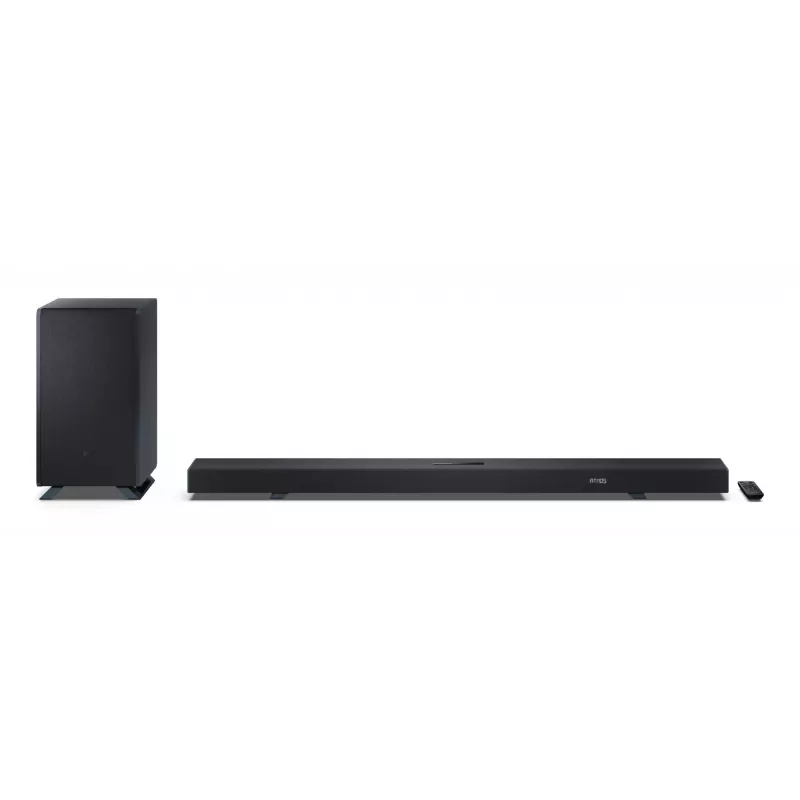 Sharp HT-SBW55121(BK) 5.1.2 Dolby Atmos/DTS:X barra de sonido con subwoofer inalámbrico, 650 W, Bluetooth, negra