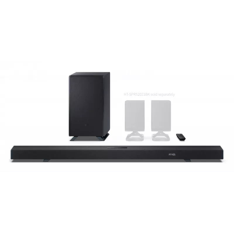 Sharp HT-SBW55121(BK) 5.1.2 Dolby Atmos/DTS:X barra de sonido con subwoofer inalámbrico, 650 W, Bluetooth, negra