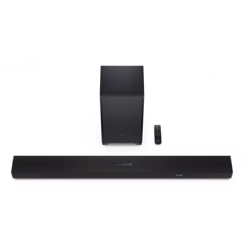 Sharp HT-SBW55121(BK) 5.1.2 Dolby Atmos/DTS:X barra de sonido con subwoofer inalámbrico, 650 W, Bluetooth, negra