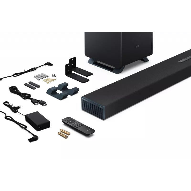 Sharp HT-SBW55121(BK) 5.1.2 Dolby Atmos/DTS:X barra de sonido con subwoofer inalámbrico, 650 W, Bluetooth, negra