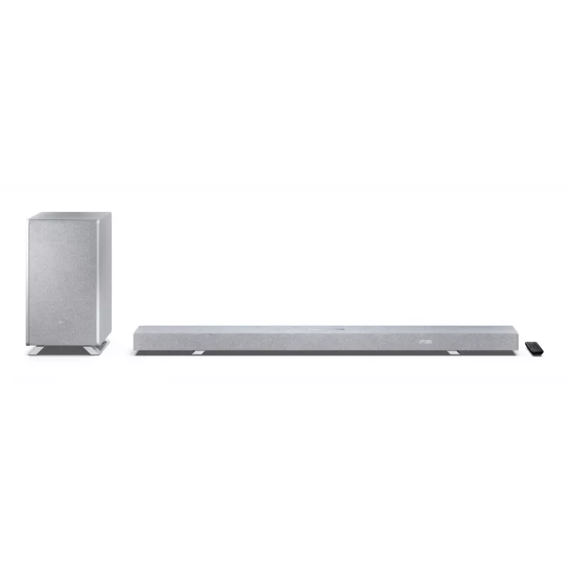 Sharp HT-SBW55121(SL) 5.1.2 Dolby Atmos/DTS:X barra de sonido con subwoofer inalámbrico, 650 W, Bluetooth, plateada