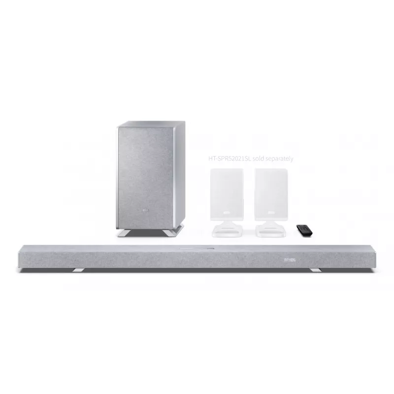 Sharp HT-SBW55121(SL) 5.1.2 Dolby Atmos/DTS:X barra de sonido con subwoofer inalámbrico, 650 W, Bluetooth, plateada