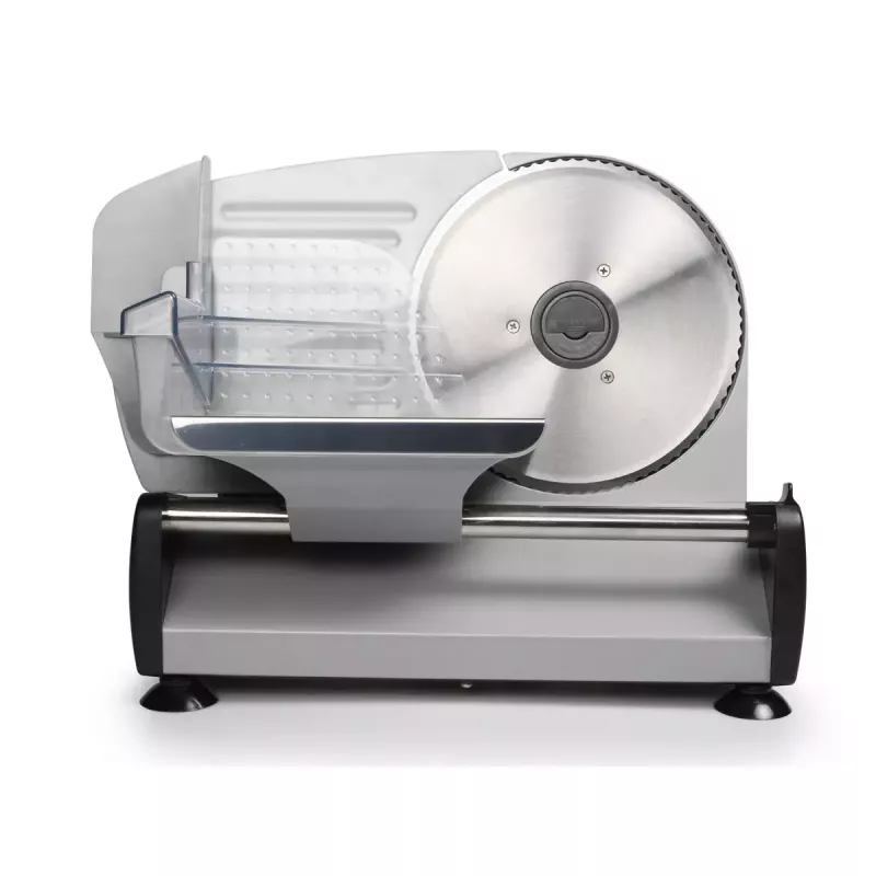 Tristar EM-2099 cortafiambres eléctrico, 150 W, grosor máximo de corte 15 mm, cuchilla extraíble, negro/plateado