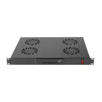Panel superior LANBERG AK-1503-B — 1U, 4 ventiladores, ventilador integrado, interruptor de encendido/apagado, 230 V, 76 W, 483×322×44,5 mm