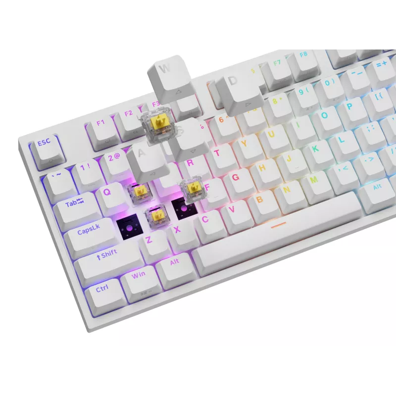 Teclado mecánico GENESIS THOR 404, tamaño completo USB, QWERTY inglés, retroiluminación RGB, blanco