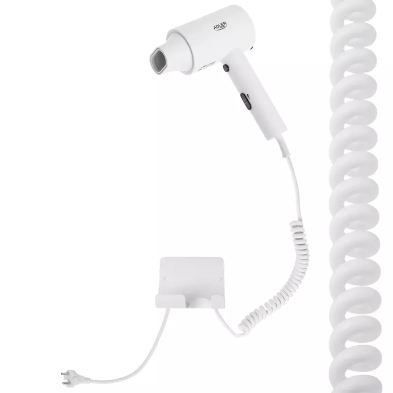 Secador de pelo de pared Adler AD 2285 — 2000 W, 3 niveles de temperatura, nivel frío, blanco