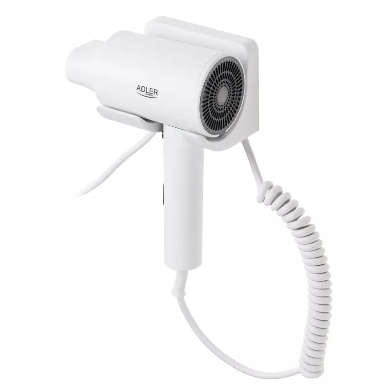 Secador de pelo de pared Adler AD 2285 — 2000 W, 3 niveles de temperatura, nivel frío, blanco