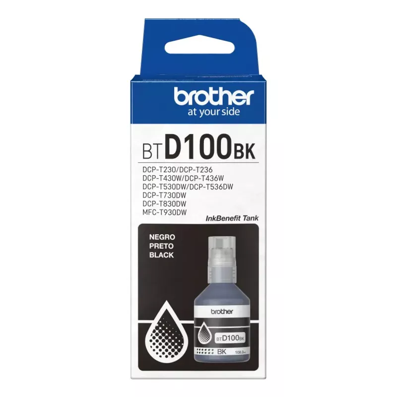 Brother BTD100BK botella de tinta, original, negro, 108 ml, 7500 páginas