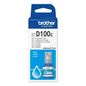 Botella de tinta Brother BTD100C Cian Original 48.8 ml para impresoras Brother, 91 g