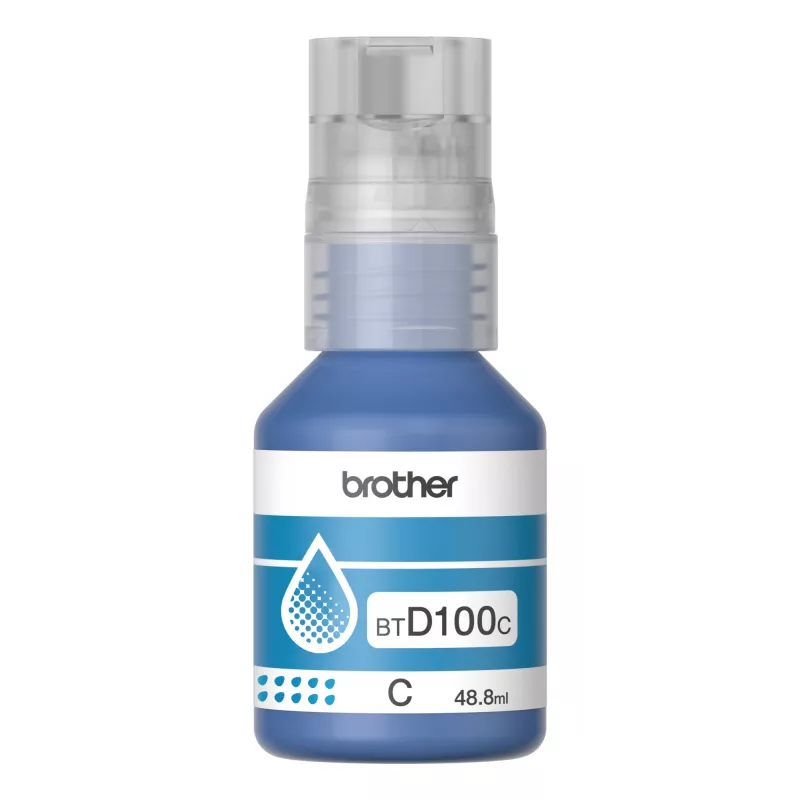 Botella de tinta Brother BTD100C Cian Original 48.8 ml para impresoras Brother, 91 g