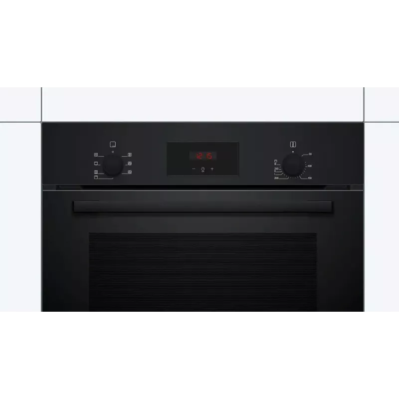 Horno eléctrico empotrable Bosch HBF133BA1 — 66 L, clase energética A, aire caliente, grill, controles táctiles y giratorios, negro