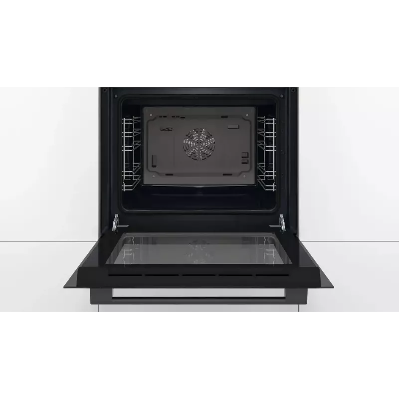 Horno eléctrico empotrable Bosch HBF133BA1 — 66 L, clase energética A, aire caliente, grill, controles táctiles y giratorios, negro