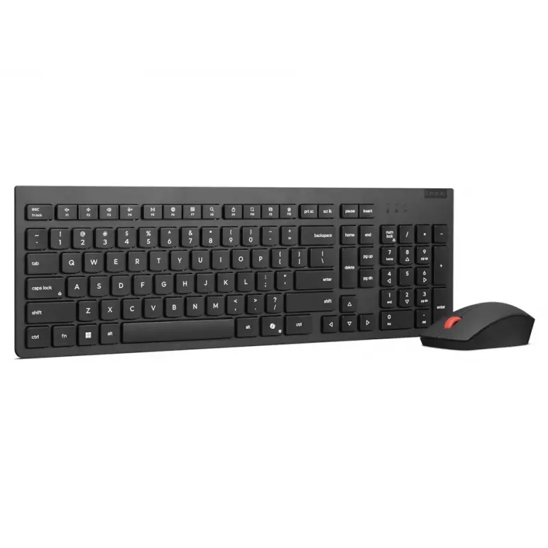 Conjunto inalámbrico de teclado y ratón Lenovo Essential 2,4 GHz – teclado de tamaño completo con distribución rusa/cirílica, ratón óptico ambidiestro