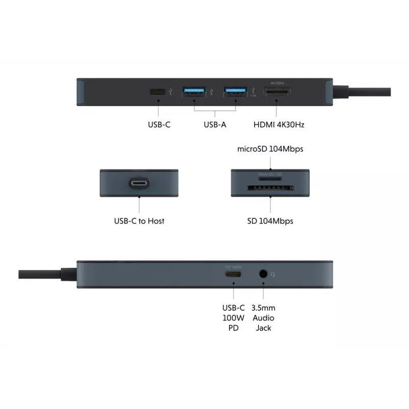 Hub USB-C TARGUS Hyperdrive Flex de 8 puertos (negro)