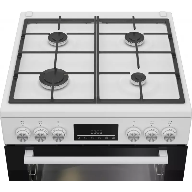 Cocina independiente Beko FBM62330GWDTN eléctrica gas negra blanca 72L A