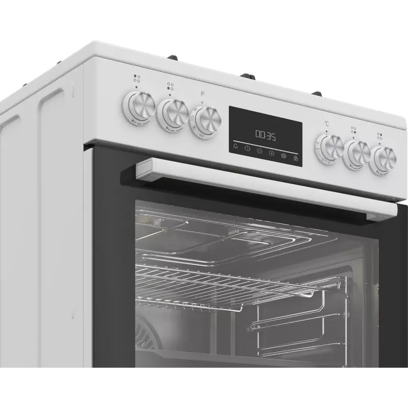 Cocina independiente Beko FBM62330GWDTN eléctrica gas negra blanca 72L A