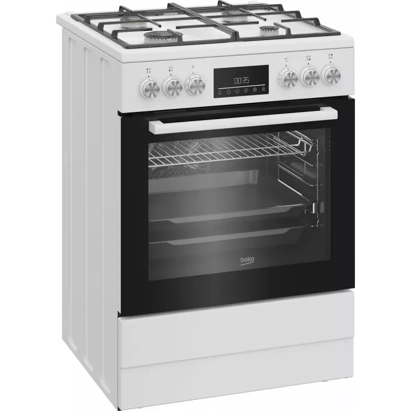 Cocina independiente Beko FBM62330GWDTN eléctrica gas negra blanca 72L A